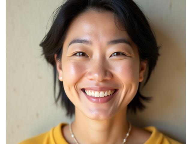 50代女性のプロエイジングケア3ヶ月後の顔のクローズアップ、肌のハリとうるおいが増し、透明感が見られる