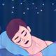 静かな寝室で穏やかに眠る人物のアイコン
